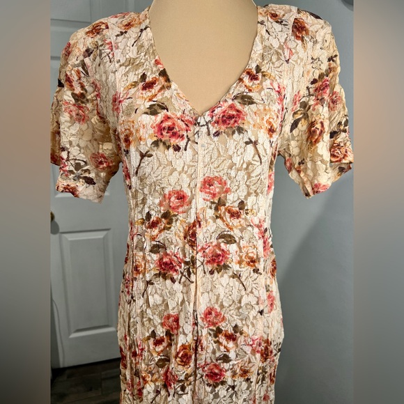 Vintage SHEER LACE Romantic Floral Cottagecore Fairy Victorian Festival Dress - Picture 5 of 11